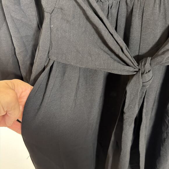 Wishlist Apparel V-Neck Jumpsuit Romper Black Small Long Sleeve Wide Leg Dressy - Picture 9 of 10